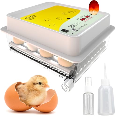 OBI-36 Egg Incubator for Hatching - 36 Eggs - Stable Temperature & Humidity Control with Eggloo Insulation, Candler - Ideal for Families and Farms - Suitable for Chicken, Duck, Quail Eggs - color: Yellow