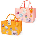 Aviski 2PCS Easter Egg Hunt Bags, Easter Bunny Gift Bags with Handles, Easter Treat Bags, Felt Easter Bags for Gifts Wrapping, Egg Hunt Game, Easter Party Supplies, 12" x7.8" x6.8"(Pink + Orange)