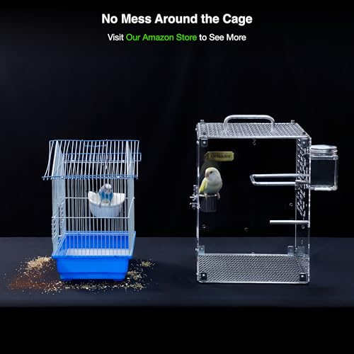 GuineaLoft™ Crystal Clear Custom Acrylic Bird Cage (Model-ET2) | Custom Sizes from Small to Extra Large w/ Optional Divider, Name Plate, UV Background, & Accessories - color: Model-ET2