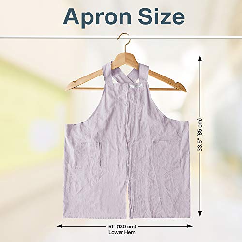 Cotton Aprons for Women and Men | Cross-Back Apron with Pockets - color: Pink