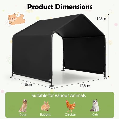Large Dog Shade for Outdoor,4.2' x 3.8' x 3.5' Pet Tent Canopy | PU Coating | Waterproof | Robust Metal Frame | Ground Stakes Included | Ideal for Medium & Large Dogs |