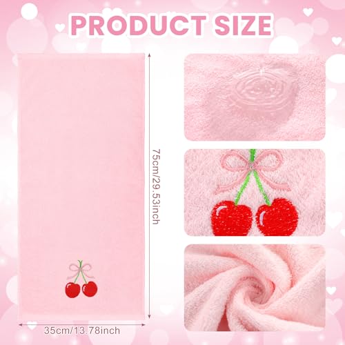 SmoothNovelty 2 Pcs Cherry Hand Towels for Bathroom Decor 14x29 Inch | Embroidered Cute Bathroom Hand Towels, 100% Cotton, Soft Absorbent, Spring Summer Bathroom Kitchen Decor - style: Cherry