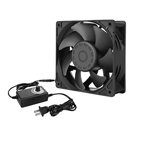 High cfm Computer Fan 120mm x 38mm 110V 220V AC Powered Variable Speed Fan Cooling Components for Receiver Xbox DVR PlayStation Mining Rig Case Server Cabinet Grow Tent GPU Workstations - size: 4.7x4.7x1.5in