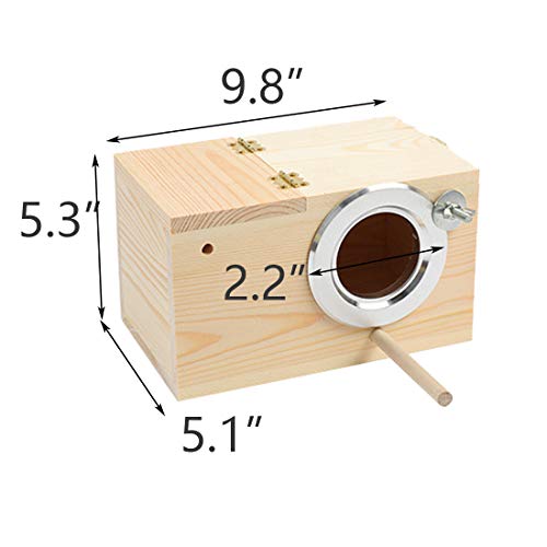 Parakeet Nesting Box, Bird Nest Breeding Box Cage Wood House for Finch Lovebirds Cockatiel Budgie Conure Parrot (M:9.8"×5.1"×5.3") - size: Medium: 9.8" x 5.1" x 5.3"