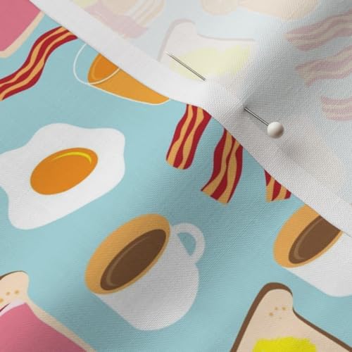 Spoonflower Fabric Breakfast Fun Scale Cute on Petal Signature Cotton | Yard | Egg Food Eggs Milk Pancakes | Use for Sewing Quilting Apparel Home Decor - size: Yard