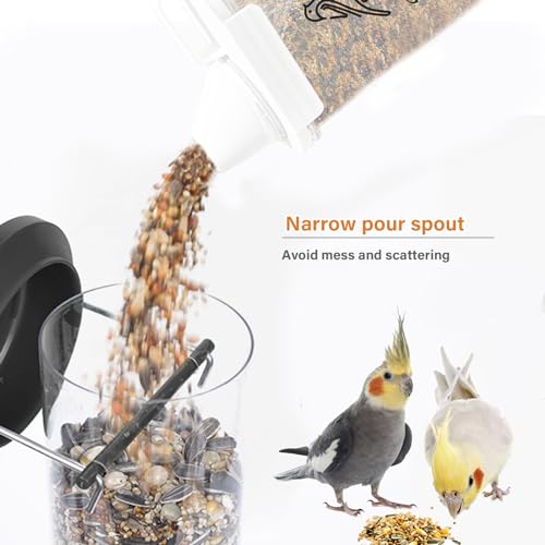 Bird Seed Storage Container Airtight | 3 Qt/2.5 L Clear Plastic Bird Food Container Portable-with Measuring Cup/Lid|Pet Food Storage Container |Wild Bird Seed Dispenser|BPA Free - color: Bird Feed