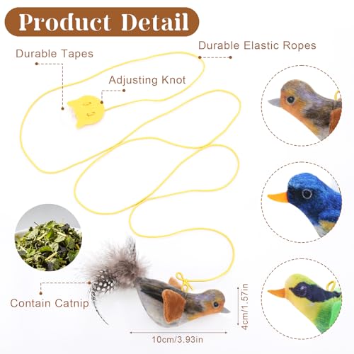 Flying Bird Cat Toys, Interactive Chirping Bird Cats Feather Toys Hanging Cat String Toy for Bored Kittens Adult Multi Households