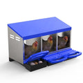 Chicken Nesting Box 3-Compartment Roll-Out with Pull-Out Trays, Egg Nesting Boxes for Hens, Chicken Coop Laying Box,Easy Wall Mounting with Metal Legs - color: Blue, size: 3 holes