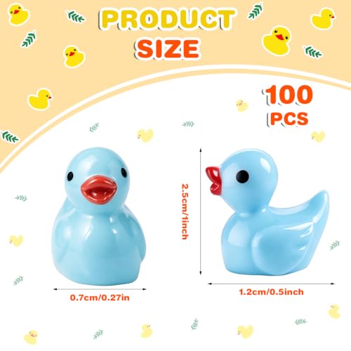 100 Pcs Mini Resin Ducks Tiny Ducks Miniature Duckies Bulk Figures for Garden Micro Landscape Home Prank Game Micro Landscape Aquarium Dollhouse Ornament DIY Handmade School (Light Blue) - color: Light Blue