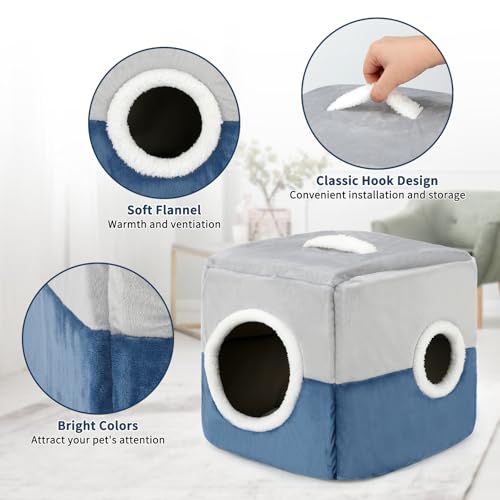 Bird Nest Parrot House, Winter Warm Snuggle Hut, Blue Gray S | Plush Interior, Dual Holes for Entry and Play, Hanging Handle, Cage Hideaway, Small to Medium Birds - color: Blue coffee color
