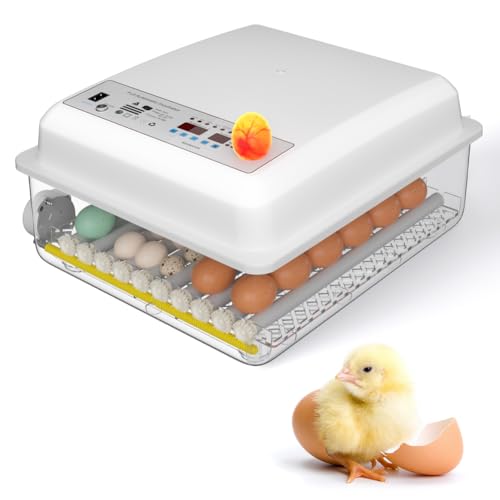36 Egg Incubator with Automatic Egg Turning and Humidity Control, Incubators for Hatching Eggs, Chicken, Ducks, Goose, Pigeon, Quail, Parrot Incubator for Farm, Lab, Home (White)