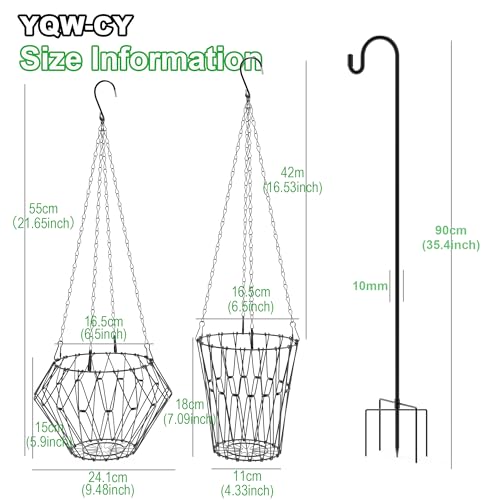 Hanging Chicken Feeder, Foldable Chicken Vegetable Fruits Feeder with 35.5lnch Shepherds Hook, Poultry Feeding Holder Basket with Hanging Chain for Chicken Coop Accessory - style: 2 Pack with 2 Shepherds Hooks