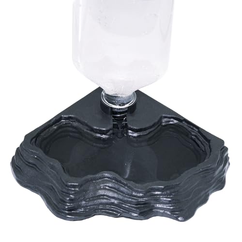 Lizard Bearded Dragon Water Bowl Dish Automatic Dispenser,17oz,Black | 17oz Terrarium Tank Reptile Food Bowl,Water Feeder Automatic Dispenser Feeding,Geckos Lizards Turtle Bearded Dragons - color: Black