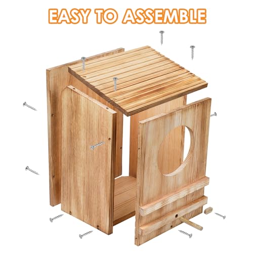 Barn Owl House, Owl Nesting Box for Outside,Wooden Screech Owls Nesting Box | Wooden Screech Owls Nesting Box, Caliber Round Hollow Outdoor Bird's Boxes, Suitable for Wildlife Screech, Barred - size: 15.75''High