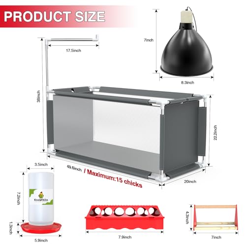 Chicken Brooder Box Starter Kit, 10.6 ft³ Indoor Brooder for Chicks, Ducklings & Quail, Stainless Steel Frame, Waterproof Oxford, 75W Heat Lamp, Feeder, Waterer & Perch, 47.2"x19.7"x19.7" - color: Set2-Grey