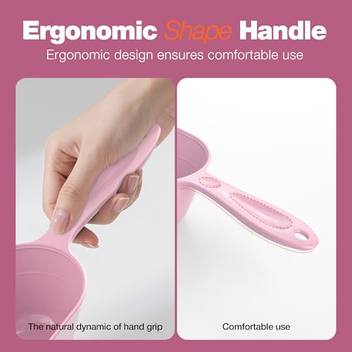 Dog Food Scoop 2 Pack, Pet Cup Capacity Cat Food Scooper With Measuring Lines For Dog, Puppy and Cat Coffee Bean, Flour Scoop Light Pink - color: Pink