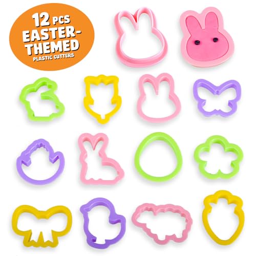 Waybla 12-Pack Prefilled Easter Eggs with Modeling Dough & Easter-Shaped Cutters, Non-Candy Easter Gift Easter Basket Stuffers for Kids