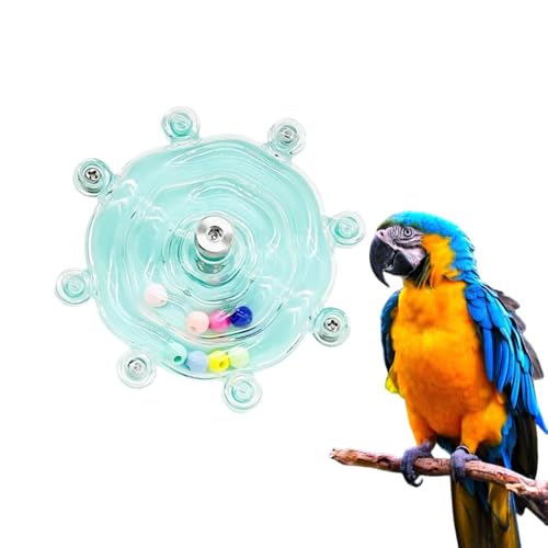 MANON ROSA Bird Toys for Parrots - Spinning Wheel Chew Toy with Rotating Plastic Spinner, Enrichment Puzzle Cage Activity for Parakeets, Conures & Cockatiels - color: 01 Blue