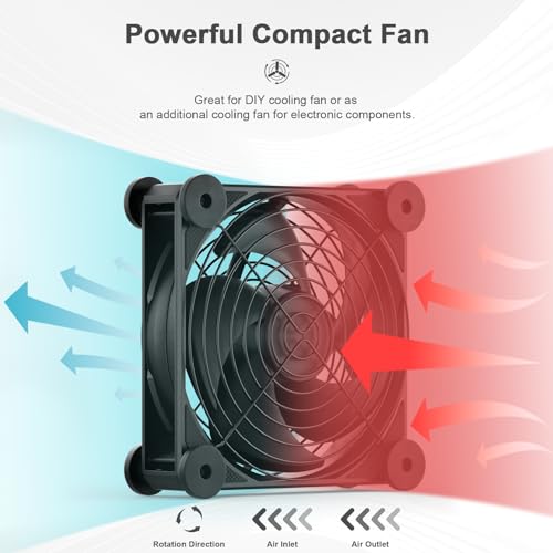 upHere Big Airflow 120mm x 25mm Computer Fan with AC Plug Cabinet Fan 100V 240V AC Power Supply,DC 12V 5 Speed Controller, for Router Mining Machine Chassis Server Workstation Cooling