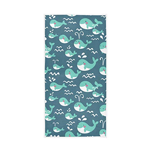 Funny Whales Hand Towel Ultra Soft Luxury Towels for Bathroom 30"x15" - color: Multi 6