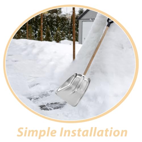 DECHOUS Replacement Stainless Steel Snow Shovel Head for Outdoor Snow Removal, Medium Size Sturdy Spade Shovel Part for Farming and Poultry Feed Use