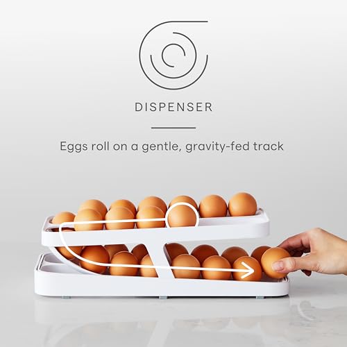 YouCopia RollDown® Egg Dispenser, Rolling Eggs Dispenser and Organizer for Refrigerator Storage, Double Track - size: Egg Dispenser, Double Track