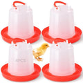 4-Pack Chick Waterer, 1L Poultry Water Feeder, Poultry Drinker with Handle, Chicken Water Dispenser，Chicken coop Water Feeder for Chickens, Turkeys, Ducks and More