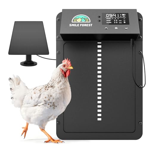 Automatic Chicken Coop Door Solar Powered, Automatic Chicken Door with Timer & Light Sensor, Aluminum Alloy Chicken Door with Multiple Modes
