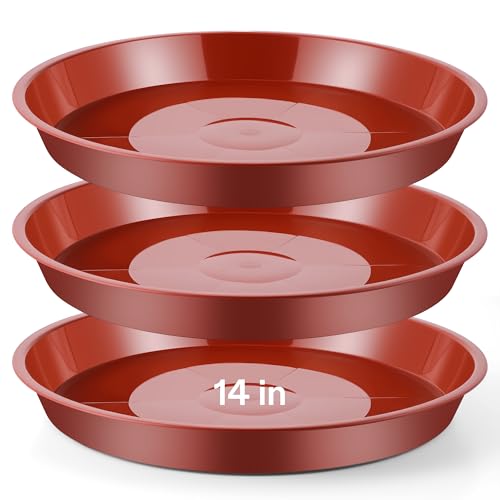 3 Pack Plastic Bird Bath Bowl, 14”Ground Bird Baths for Outdoor(Terracotta | Large Durable Birds Bath Dish for Garden Yard, Birds Water Bowl Feeder Tray Replacement, Weather Resistant ABS Plastic - color: Terracotta
