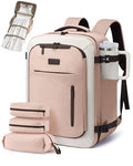 LOVEVOOK Travel Backpack for Women Men with Garment Bag, 50L Carry on Backpack as TSA Personal Item Flight Approved, Luggage Daypack Fits 17.3" Laptop, Overnight Business Weekender Travel Essential - color: Blush Pink, size: 50L-18.3 Inch-4Pcs
