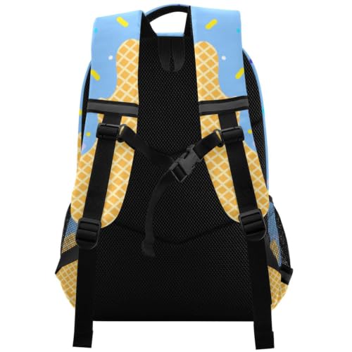Kids Blue Ice Cream Backpack for Boys Girls School Bags | Elementary Middle, Travel Daypack Lightweight Waterproof with Reflective Strip - color: Blue Ice Cream