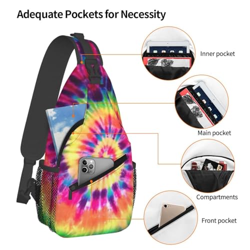 Tie Dye Sling Backpack Crossbody Shoulder Bag Chest Bag Travel Chest Pack Casual Daypack For Women Men Hiking Sports Working - color: Black6