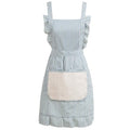Cute Cotton Apron for Women, Adjustable Bib Cooking Kitchen Aprons with Pockets for BBQ Drawing Baking - color: Blue