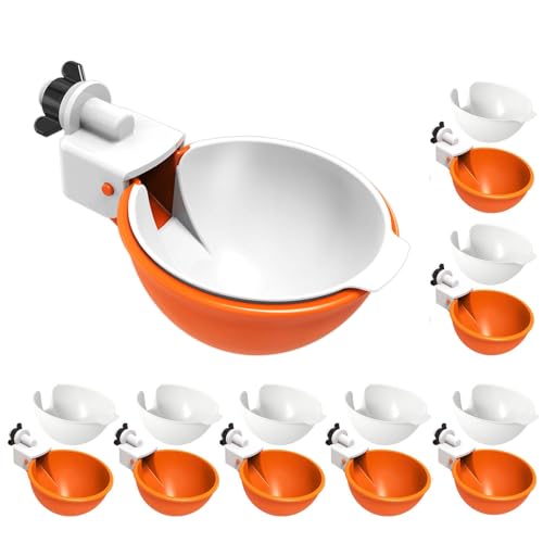 Chicken Water Cups Auto-Fill, Heavy Duty Poultry Waterer Cups -8Pack Orange - color: Orange, size: Pack of 8