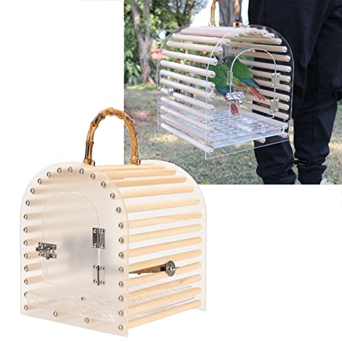 Lightweight Bird Travel Bag Portable Bird Cage Escape Portable Travel Bird Carrier Circular Arc Small Transparent Acrylic Travel Bird Carrier for Bird Parakeets