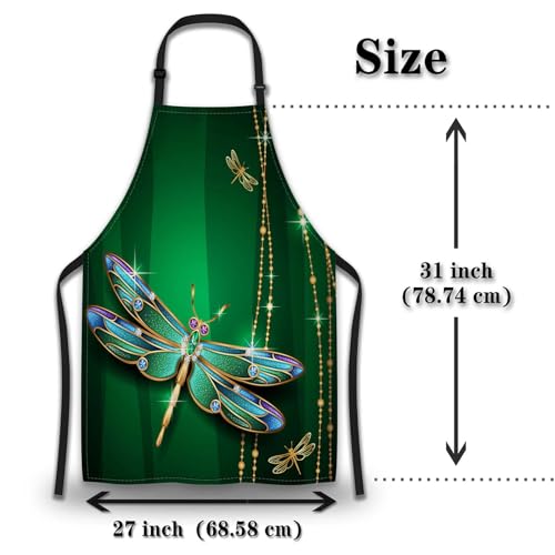 Garden Apron for Women Beautiful Vivid Dragonfly Aprons for Men for Kitchen Cooking Restaurant BBQ Painting Crafting Gardening 27” (W) x 31” (H), Waterproof Aprons - color: Dragonfly