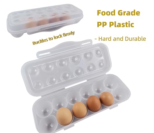 ZeQi Shatterproof Plastic Egg Carton Basekt - Portable, Food Grade PP, Refrigerator, Reusable Egg Storage Container, Camping Outdoor(12Grid) - size: 12Grid