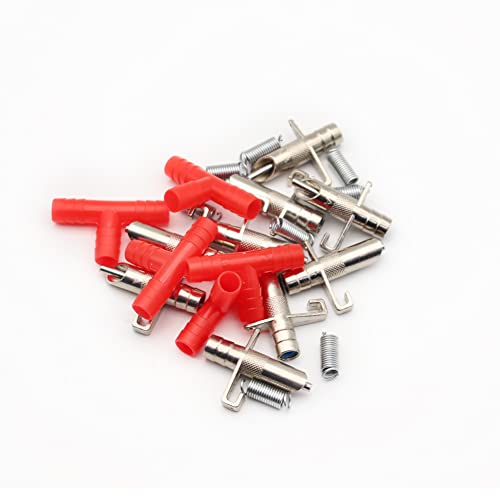 50PCS Rabbit Nipple Waterer Automatic Drinking System | with Spring & T-Tubing for Rabbits, Guinea Pig, Rat, Mouse and Rodent, Wire Cage Compatible, 5/16" ID (Red)