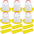 Funnymoom 12 Pack Chicken Feeder and Waterer Set Bird Small Poultry Feeder Flip Top Bird Small Poultry Feeding for Pigeon Chick Drinker Duckling Quail Feeding Dispenser(Yellow,8 Holes) - color: Yellow, style: 8 Holes