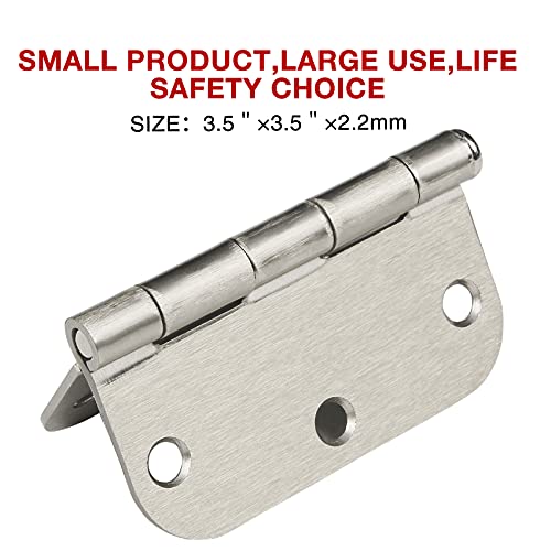 TDCHINGES Residential Brushed Nickel Door Hinges 3.5" X 3 1/2" 5/8" Radius | 18 Pack Round No Squeak Exterior Interior Standard Bifold Hollow Core Wooden Doors Office Bedroom Study Rental Home Hardware - color: Satin Nickel, size: 18 Pack