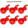 Chicken Water Cups 6 PCS Automatic Watering Cup 3/8 Inch Filling Waterer Poultry Drinking Bowl for Duck Rabbit Feeder with Drill Bit