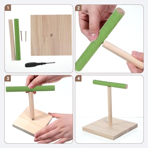 Bird Training Stand, Rough Surfaced Quartz Bird Perches | for Paw Grinding Clean Stick Exercise, Portable Tabletop Surfaced Parrot Parakeet Perches for Conure Macaws