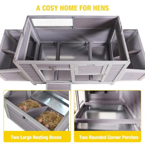 Aivituvin Chicken Coop with Two Nesting Boxes Large Wooden Hen House Outdoor Weatherproof Rabbit Hutch Duck Cage (AIR69) - size: AIR69