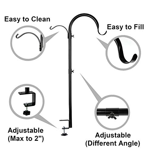 WOSIBO Three Span Deck Hook, 37 Inches Deck Bird Feeder Pole, Hanging Baskets Porch Multi-Hook for Deck Kit with Three Branches for Plant Hangers, Lanterns, Wind Chimes and More