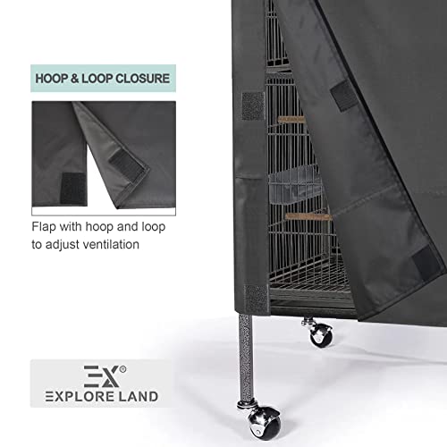 Explore Land Pet Cage Cover - Good Night Enclosure (Medium, Black) | For Bird Critter Cat House to Small Animal Privacy & Comfort - size: Medium