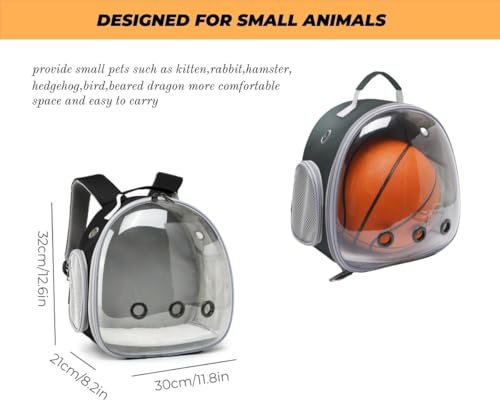 Small Animal Carrier Guinea Pig Backpack,Transparent, Breathable Backpack Carrier for Hedgehogs, Rabbits, Birds, Squirrels, Hamsters, Lizards Comfortable, Portable Travel Bag for Small Pets (Black) - color: Black