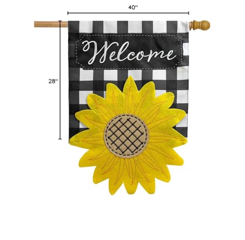 Sculpted Sunflower Summer Burlap House Flag Welcome 28" x 40" Briarwood Lane - color: Multicolored