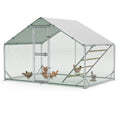 Large Metal Chicken Coop, Outdoor Chicken Run with Cover, 10 x 6.5 x 6.5 FT | Heavy-Duty Poultry Enclosure & Chicken Pen with Split Doors, Galvanized Steel Frame, Free Wire Mesh Fence and Roosting Ladder - size: 10' x 6.5'