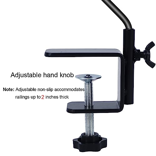 Juegoal 2 Pack Heavy Duty Deck Hook with 2 Inch Non Slip Clamp, 25 or 36 Inch Extended Reach Deck Hook, Adjustable Rail Pole Plant Bracket for Hanging Bird Feeder, Suet Baskets, Lanterns, Wind Chimes