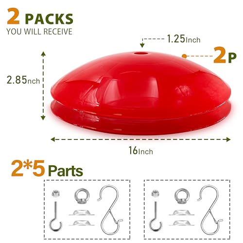 16-Inch Widened Bird Feeder Cover,Hummingbird Feeder Rain Guard,Squirrel Baffle for Bird Feeders,Squirrel-Proof for Wide Outside Tree Trunk or Eave,Gift for Wumen,(Bright Red),2 Pack - color: Red, size: 16''/2P